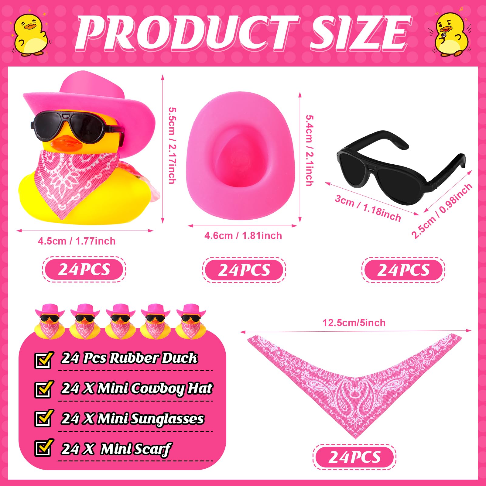 24 세트 카우보이 고무 오리 스카프 모자와 선글라스  - Rubber Duck Bath 리뷰 및 가격